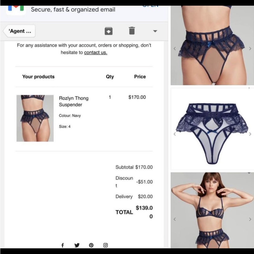 New Agent Provocateur Roslyn Thong Suspender